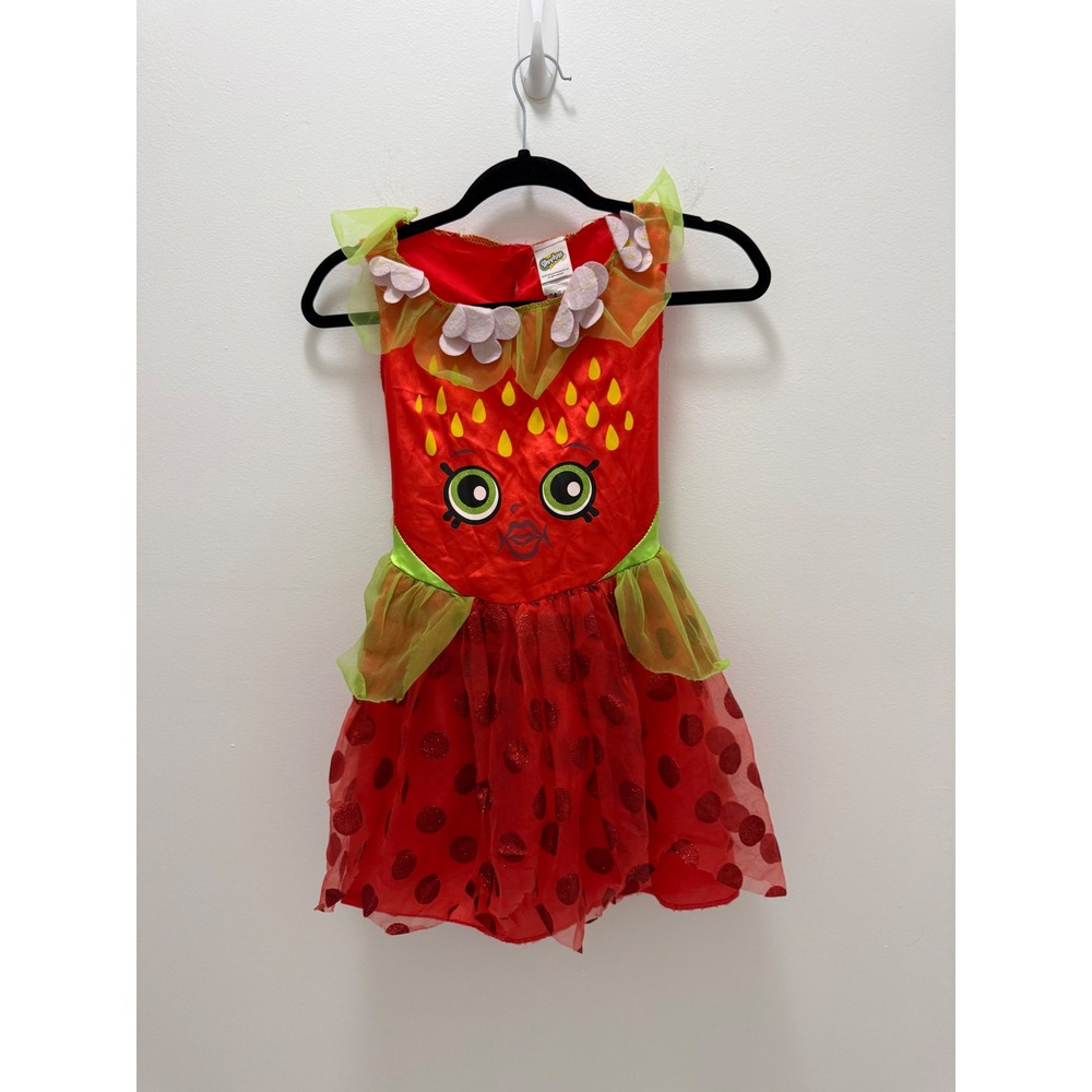 Shopkins Strawberry Kiss Costume Dress Girls Medium 7-8 Red Glitter Disguise